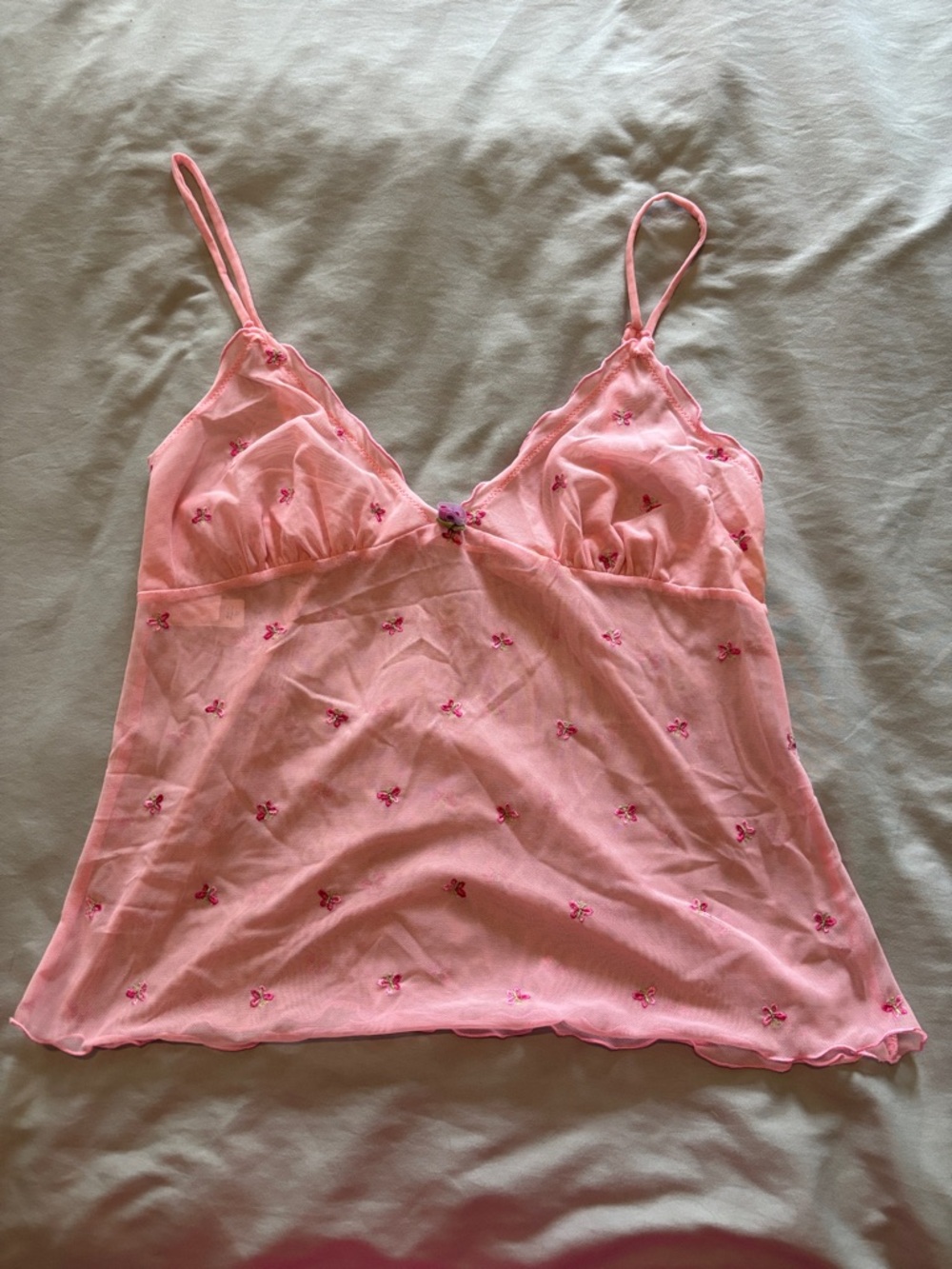 Victorias Secret Sheer Pink Embroidered Camisole